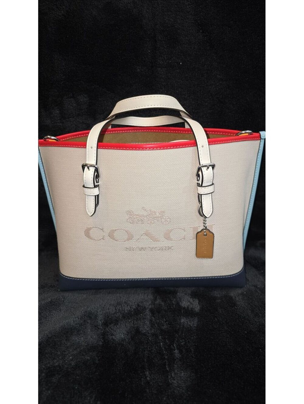9. Coach 2022 Mollie Tote 25 In Colorblock Natural Multi